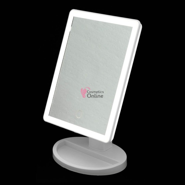 Oglinda cosmetica cu 16 led-uri de make-up cu suport de accesorii Alba X115B